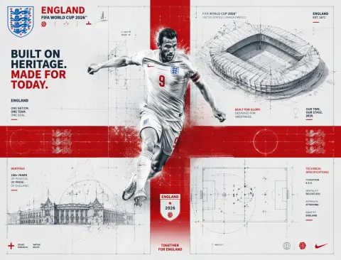 England World Cup Blueprint Poster Design