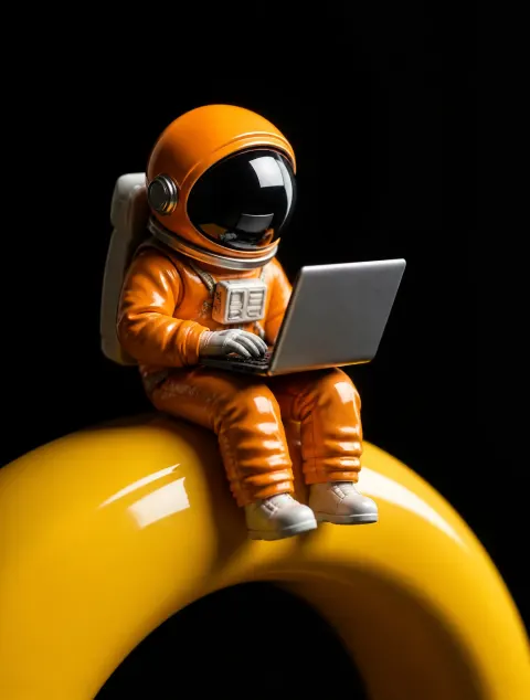 Orange Astronaut Typing in Void