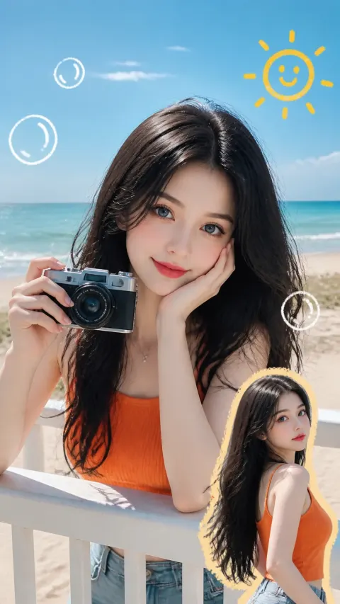 Playful Girl Summer Beach Vibes