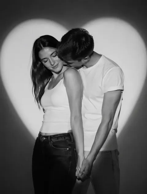 Romantic Heart-Light Couple Portrait