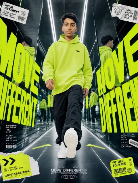 Neon Mirror Streetwear Editorial Poster