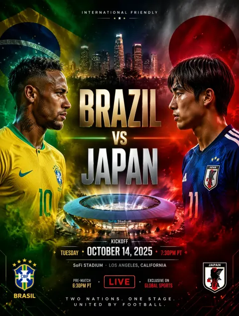 Brazil Vs Japan Epic Match Poster