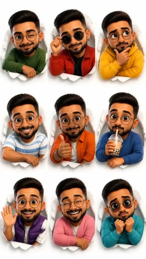 Pixar Style Male Avatar Expressions