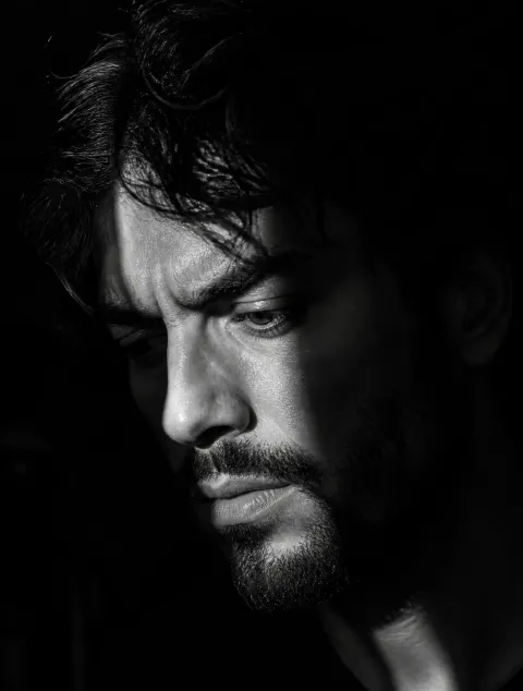 Solitary Man in Light and Shadow