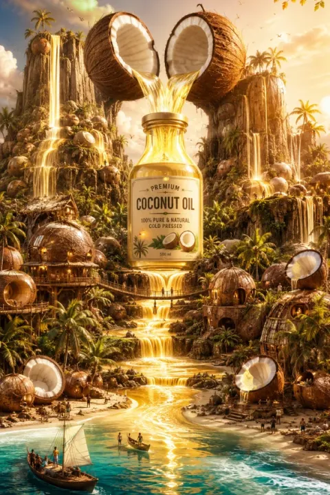 Surreal Coconut Oil Luxury Ad Art