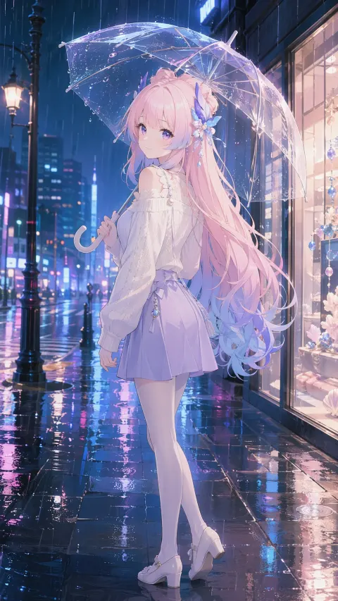 Kokomi Rainy Night Anime Wallpaper