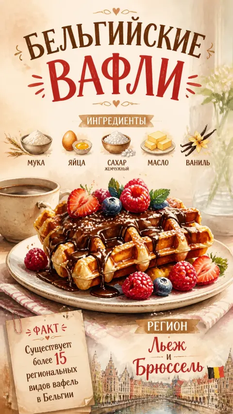 Belgian Waffles Watercolor Art