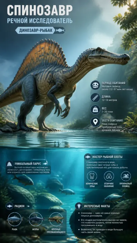 Spinosaurus River Fishing Infographic