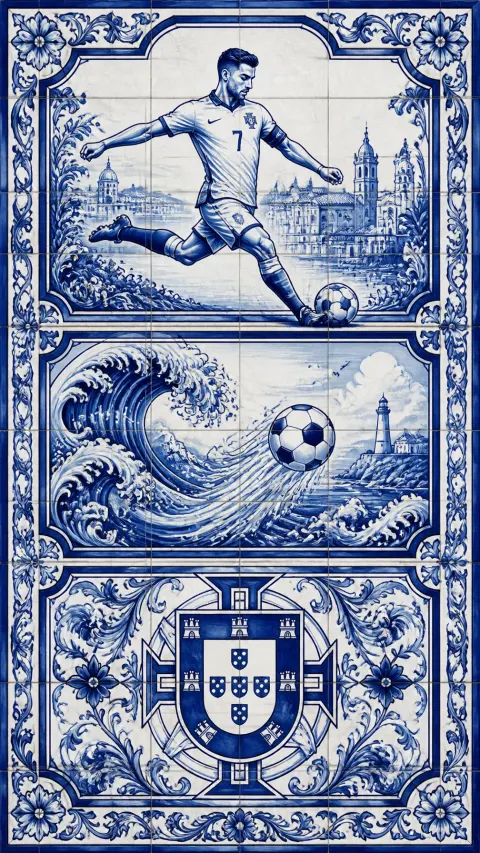 Portugal Azulejo Football Art