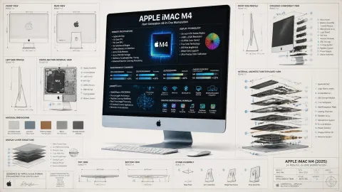 Apple iMac M4 Technical Blueprint Render