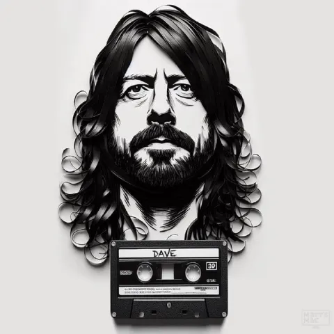 Cassette Tape Portrait in Black and White Art