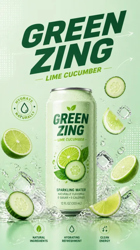 Green Zing Sparkling Drink Ad