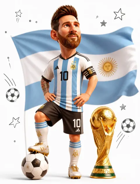 Messi 3D Cartoon World Cup Hero