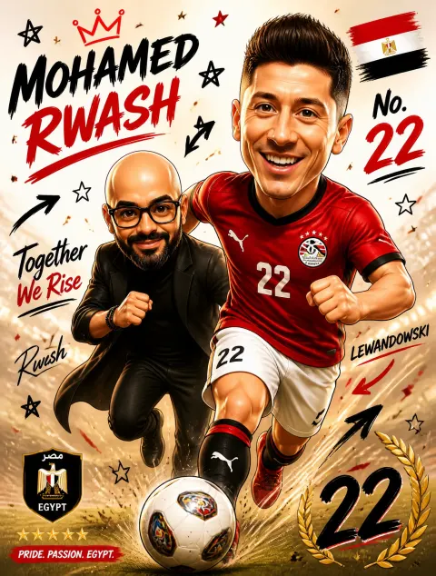Egyptian Football Star Cartoon Poster