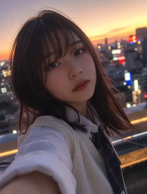 Melancholy Dusk Selfie Portrait