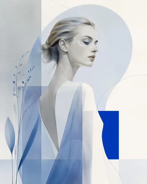 Minimalist Blue British Beauty Illustration