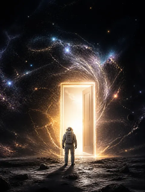 Astronaut Discovers Glowing Cosmic Door