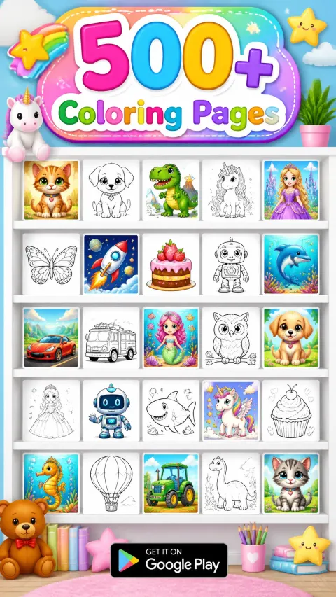 Kids Coloring App Screenshot Design