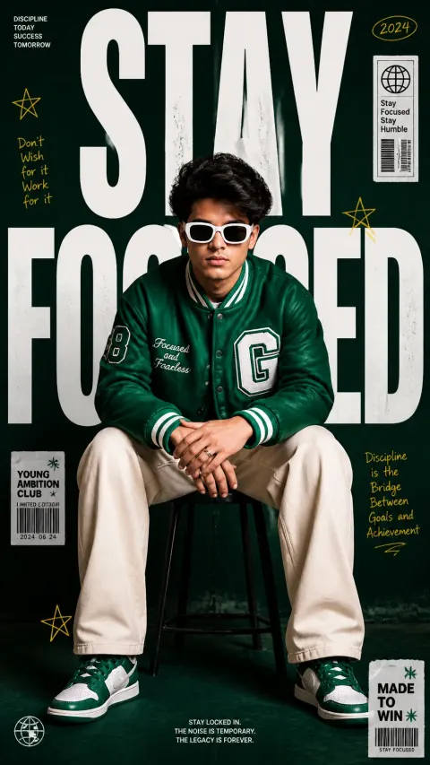 Emerald Green Streetwear Editorial Poster