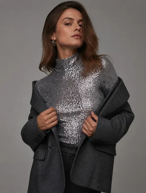 Elegant Woman Removing Blazer