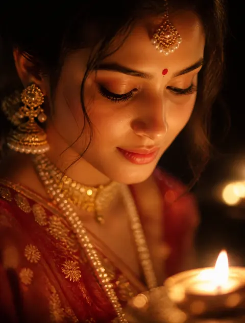 Candlelit Indian Beauty Portrait