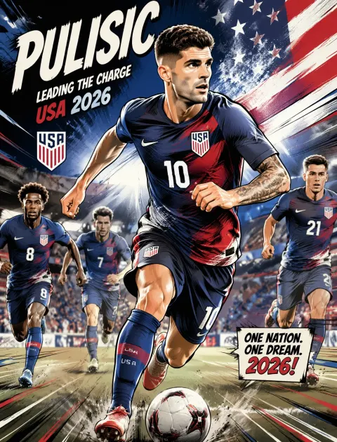 Comic Style Pulisic Football Sprint