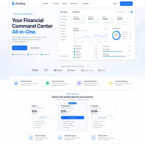 Smart Finance Dashboard SaaS Landing Page