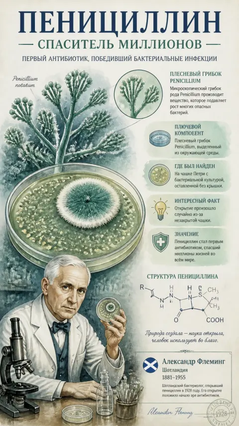 Penicillin Scientific Watercolor Illustration