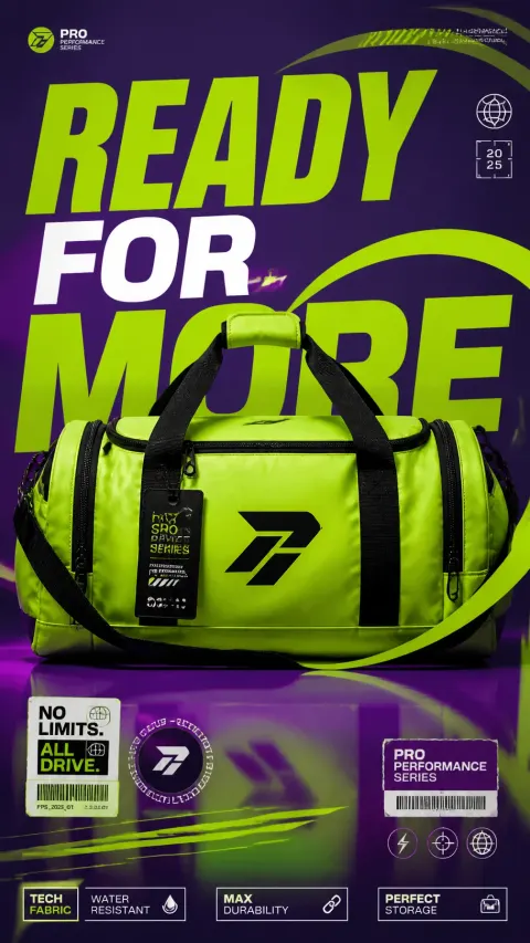 Neon Sports Bag Ad Poster