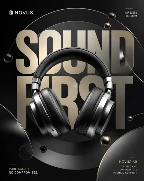 Premium Headphones Commercial Poster