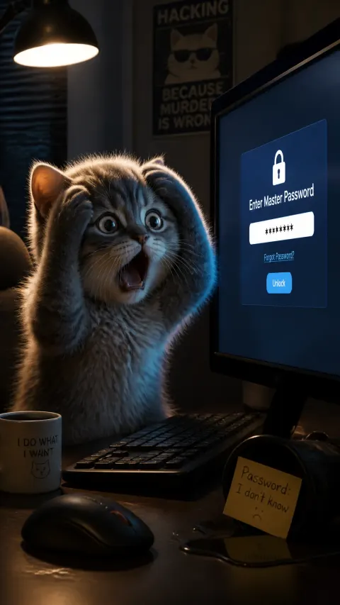 Horrified Kitten Password Panic