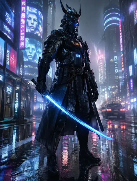 Cyber Samurai Neon Rain