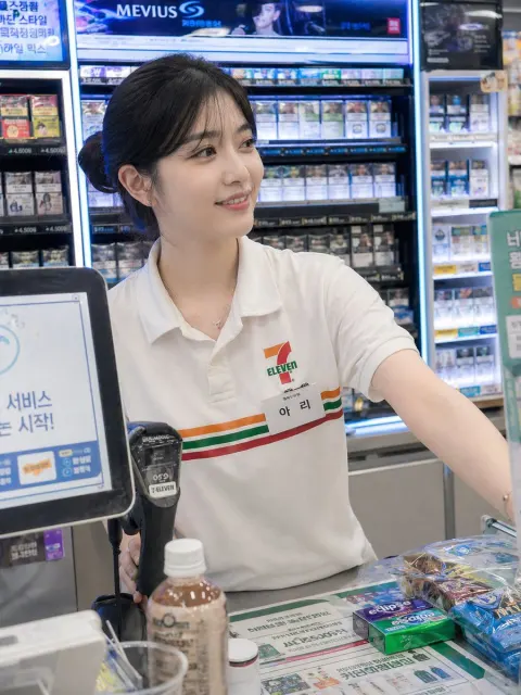 Candid Convenience Store Cashier Moment