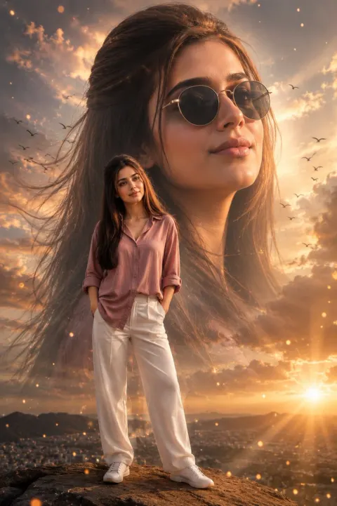 Cinematic Double Exposure Fashion Portrait