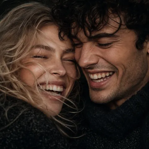 Couple Laughing Macro Portrait