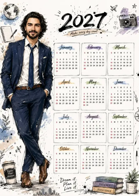 Korean Style Hand-Drawn Calendar
