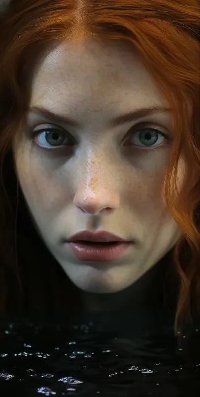 Red Haired Woman in Water Droplet Gothic Render