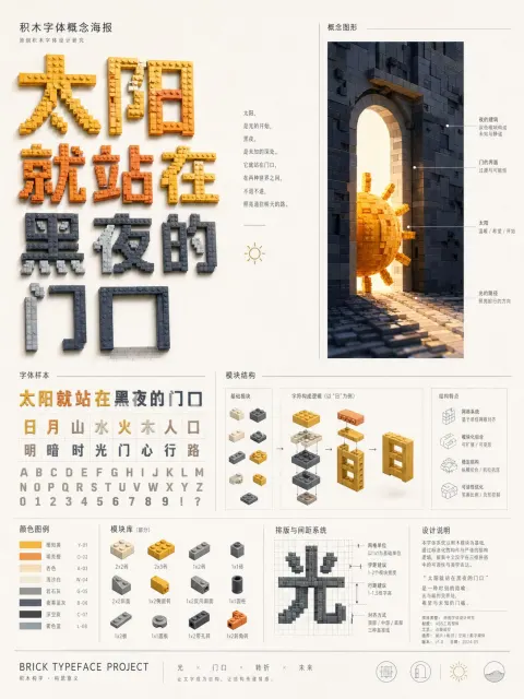 Brick Font Concept Poster