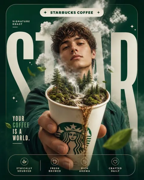 Surreal Coffee Commercial Poster Design