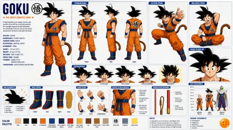 Goku Anime Character Design Sheet