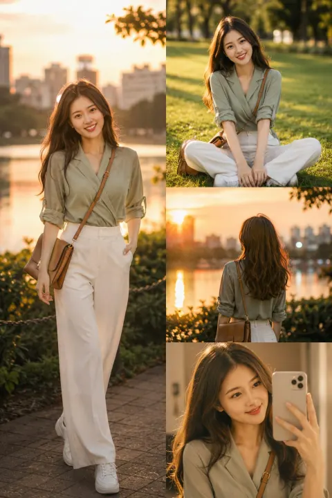 Golden Hour Fashion Collage Portrait