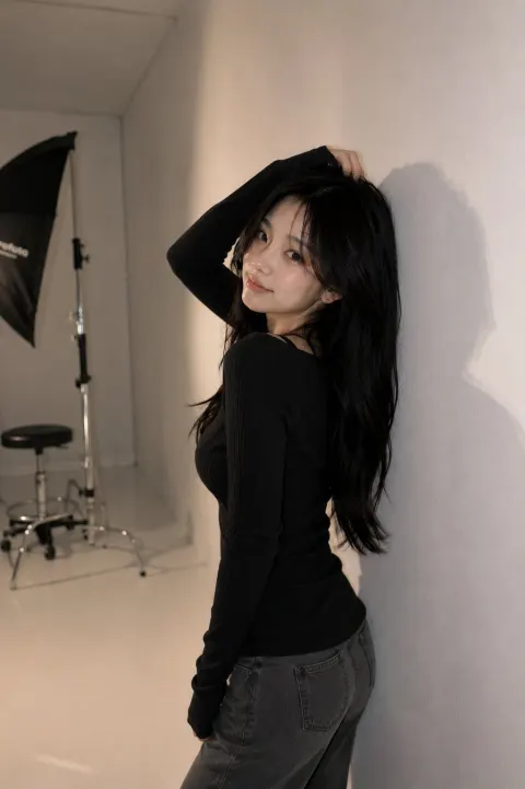 Minimalist Korean Fashion Studio Portrait