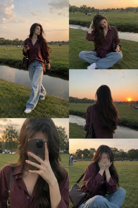 Golden Hour Korean Fashion Collage