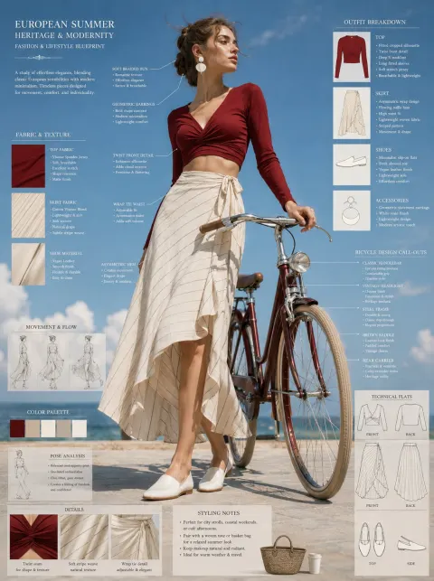 Vintage Bicycle Fashion Blueprint