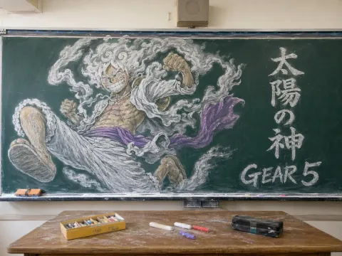 Gear 5 Luffy Chalk Art Classroom