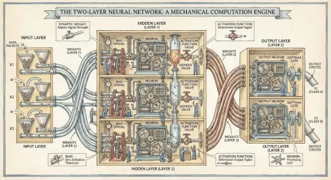 Biesty Style Neural Network Diagram