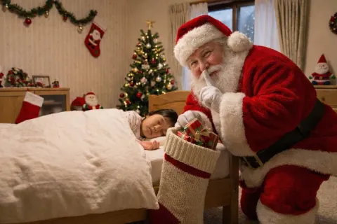 Quiet Santa Delivering Presents