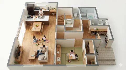 Miniature Bird's-Eye Family Home