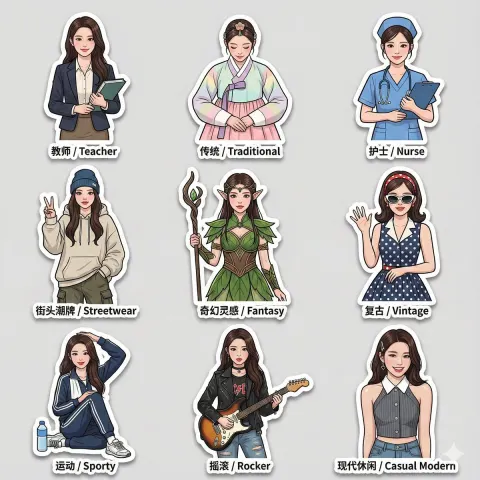 Versatile Fashion Photo Sticker Pack
