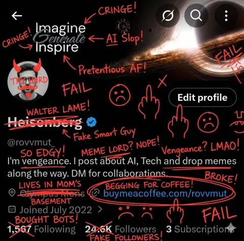 Insane Roast Scribble Red Ink